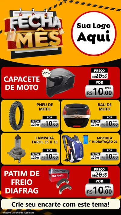 Modelo de TV para TV Vertical com o tema Fecha Mês para Moto peças