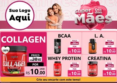 Modelo de Encarte para Encarte A4 Horizontal com o tema Super Dia Das Mães para Suplementos alimentares