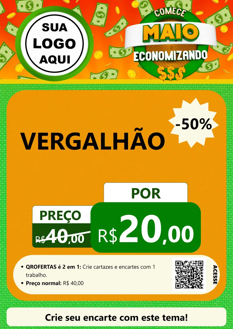 Modelo de Cartaz para Cartaz A4 Vertical com o tema Comece Maio Economizando para Ferragens