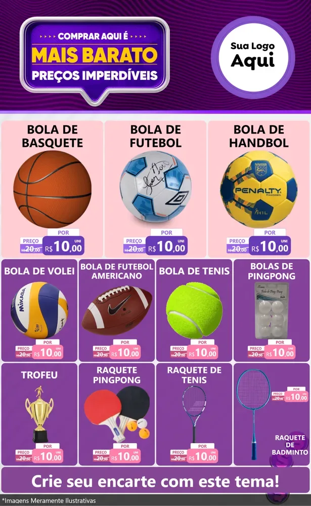 Modelo de Encarte para Encarte Grande com o tema Mais Barato para Artigos Esportivos