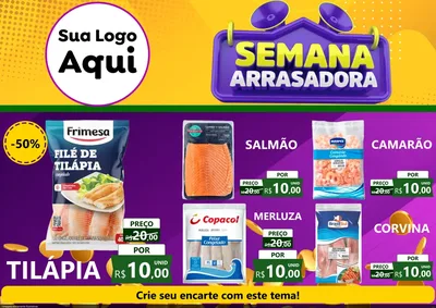 Modelo de Encarte para Encarte A4 Horizontal com o tema Semana Arrasadora para Peixaria