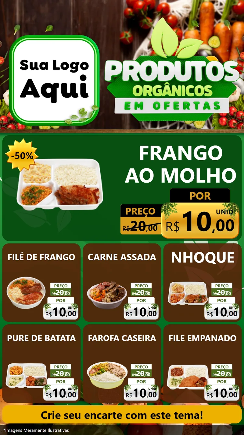 Modelo de Rede Social para Stories com o tema Produtos Orgânicos em Ofertas para Restaurante