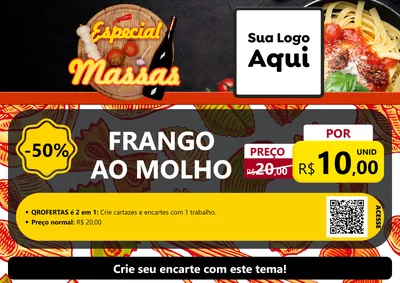 Modelo de Cartaz para Cartaz A4 Horizontal com o tema Especial Massas para Restaurante