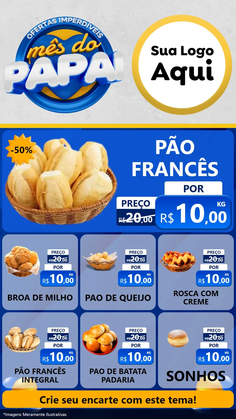 Modelo de Rede Social para Stories com o tema Ofertas Imperdíveis Mês Do Papai para Padaria