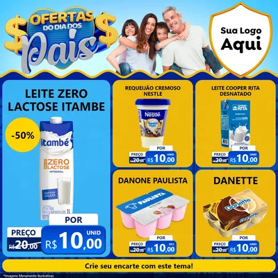 Modelo de Rede Social para Feed Facebook com o tema Ofertas do Dia dos Pais para Frios e Laticínios