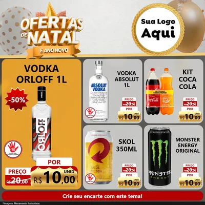 Modelo de Rede Social para Feed Facebook com o tema Ofertas De Natal E Ano Novo para Distribuidora de bebidas