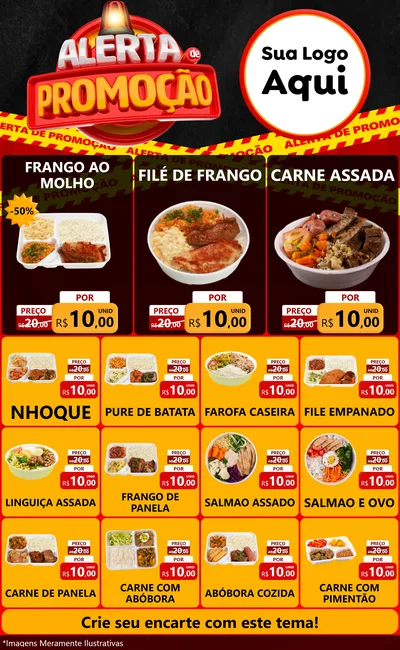 Modelo de Encarte para Encarte Grande com o tema Alerta de Promoção para Restaurante