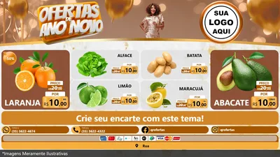Modelo de TV para TV Horizontal com o tema Ofertas de Ano Novo para Hortifrúti