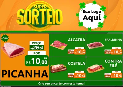 Modelo de Encarte para Encarte A4 Horizontal com o tema Super Sorteio para Açougue