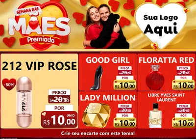 Modelo de Encarte para Encarte A4 Horizontal com o tema Semana das Mães Premiada para Perfumes