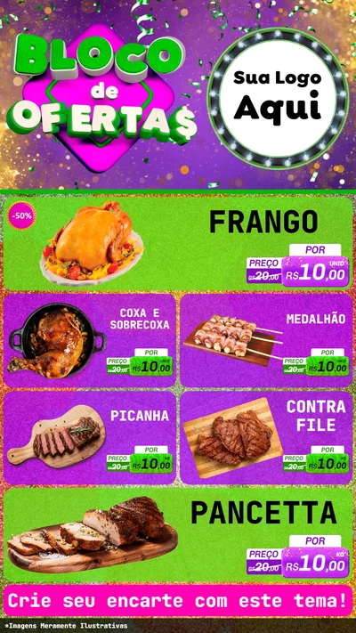 Modelo de TV para TV Vertical com o tema Bloco de Ofertas para Assados