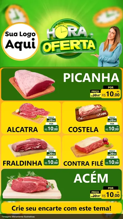 Modelo de TV para TV Vertical com o tema Hora da Oferta para Açougue