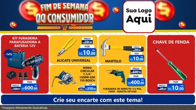 Modelo de TV para TV Horizontal com o tema Fim de Semana do Consumidor para Maquinas e Ferramentas