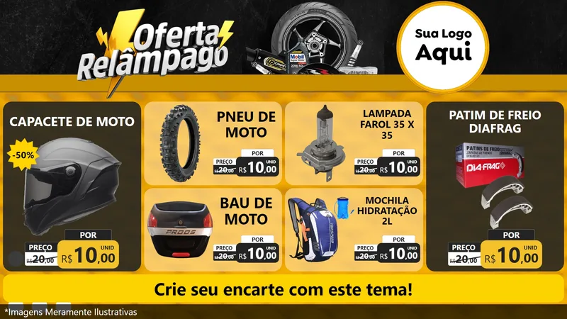 Modelo de TV para TV Horizontal com o tema Oferta Relâmpago - Motopeças para Moto peças