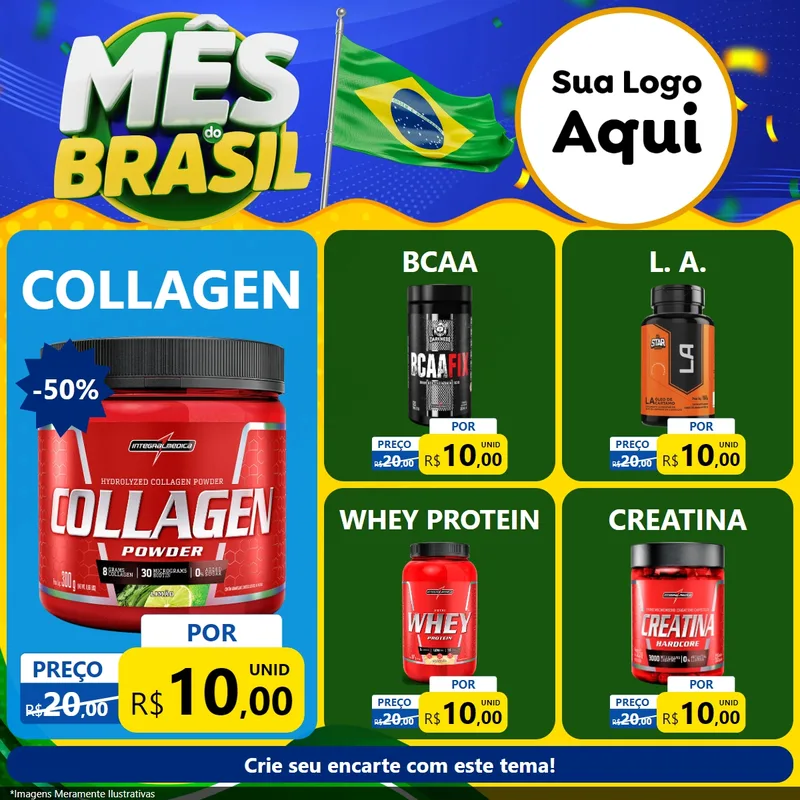 Modelo de Rede Social para Feed Facebook com o tema Mês do Brasil para Suplementos alimentares