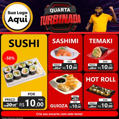 Modelo de Rede Social para Feed Facebook com o tema Quarta Turbinada para Comida japonesa