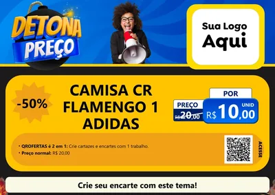 Modelo de Cartaz para Cartaz A4 Horizontal com o tema Detona Preços para Roupas e acessórios