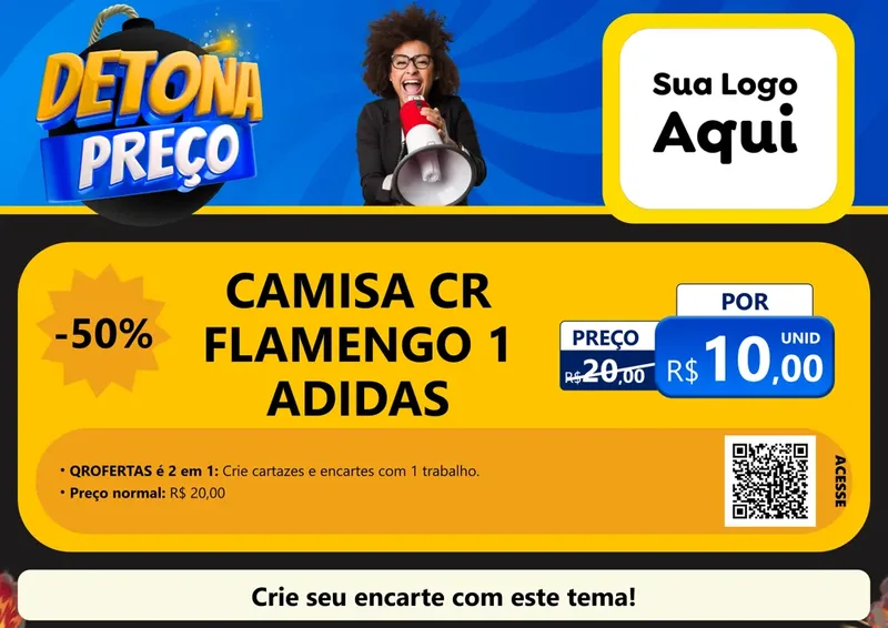 Modelo de Cartaz para Cartaz A4 Horizontal com o tema Detona Preços para Roupas e acessórios
