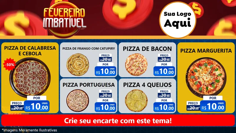 Modelo de TV para TV Horizontal com o tema Fevereiro Imbatível para Pizzaria
