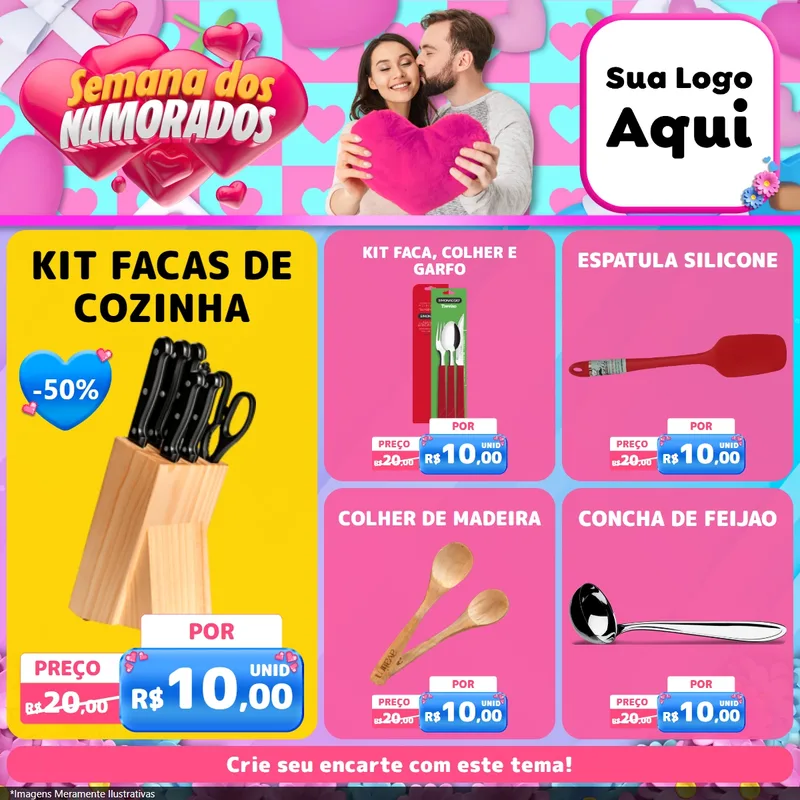 Modelo de Rede Social para Feed Facebook com o tema Semana dos Namorados para Utilidades Domésticas