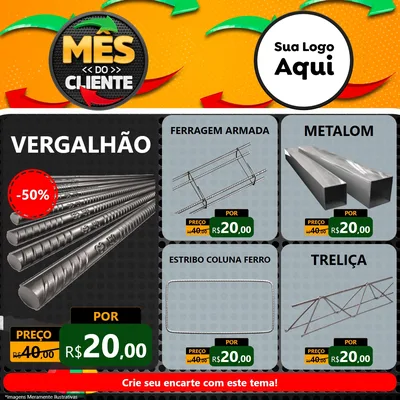 Modelo de Rede Social para Feed Facebook com o tema Mês do Cliente para Ferragens