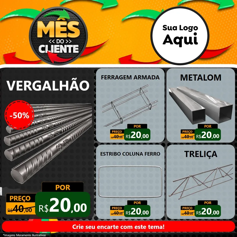 Modelo de Rede Social para Feed Facebook com o tema Mês do Cliente para Ferragens