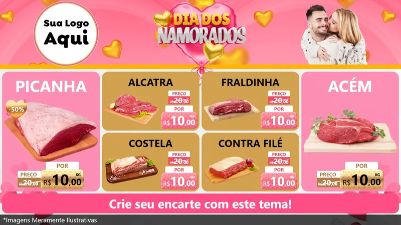 Modelo de TV para TV Horizontal com o tema Dia dos Namorados para Açougue