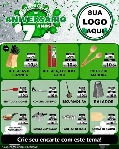 Modelo de Rede Social para Feed Instagram com o tema Promoção de Aniversário - 7 Anos para Utilidades Domésticas
