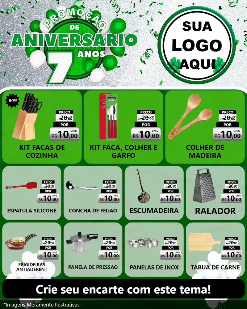 Modelo de Rede Social para Feed Instagram com o tema Promoção de Aniversário - 7 Anos para Utilidades Domésticas