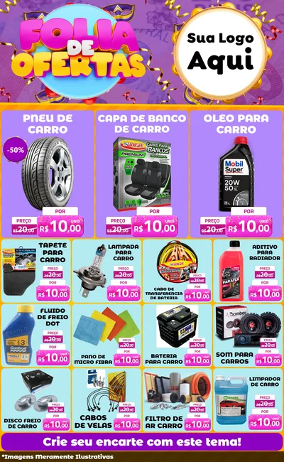 Modelo de Encarte para Encarte Grande com o tema Folia de Ofertas para Auto peças
