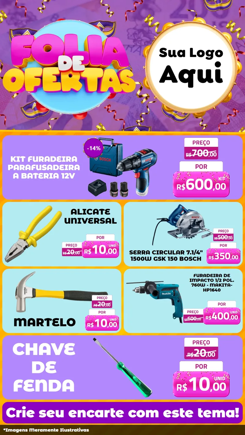 Modelo de TV para TV Vertical com o tema Folia de Ofertas para Maquinas e Ferramentas