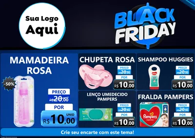 Modelo de Encarte para Encarte A4 Horizontal com o tema Black Friday para Bebês