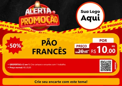 Modelo de Cartaz para Cartaz A4 Horizontal com o tema Alerta de Promoção para Padaria