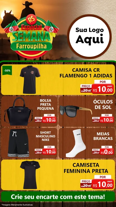 Modelo de TV para TV Vertical com o tema Especial Semana Farroupilha para Roupas e acessórios