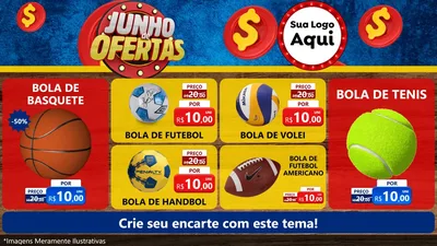 Modelo de TV para TV Horizontal com o tema Junho de Ofertas para Artigos Esportivos