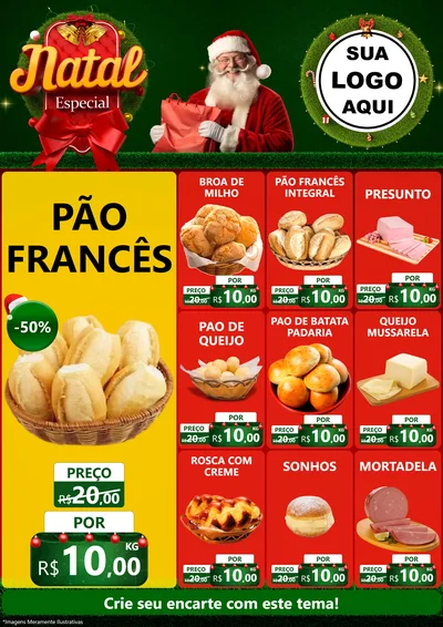 Modelo de Encarte para Encarte A4 Vertical com o tema Natal Especial para Padaria