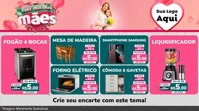 Modelo de TV para TV Horizontal com o tema Feliz Dia das Mães para Móveis e Eletro