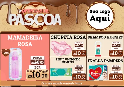 Modelo de Encarte para Encarte A4 Horizontal com o tema Ofertas de Páscoa para Bebês