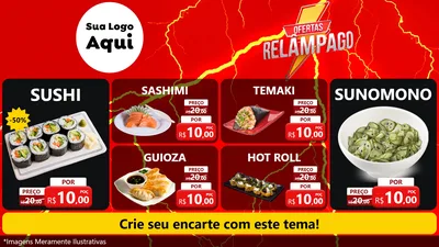 Modelo de TV para TV Horizontal com o tema Ofertas Relâmpago para Comida japonesa
