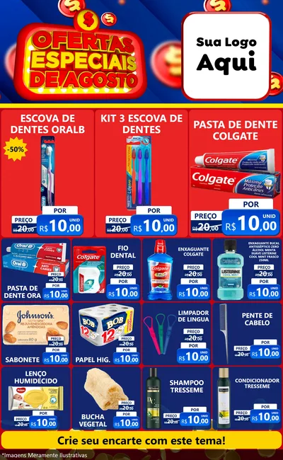 Modelo de Encarte para Encarte Grande com o tema Ofertas Especiais de Agosto para Higiene Pessoal