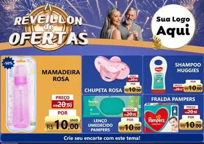Modelo de Encarte para Encarte A4 Horizontal com o tema Réveillon de Ofertas para Bebês
