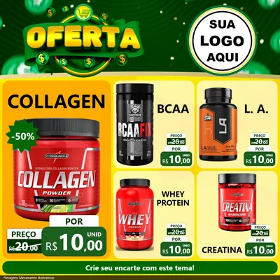 Modelo de Rede Social para Feed Facebook com o tema Oferta para Suplementos alimentares
