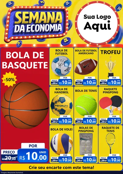 Modelo de Encarte para Encarte A4 Vertical com o tema Semana da Economia para Artigos Esportivos
