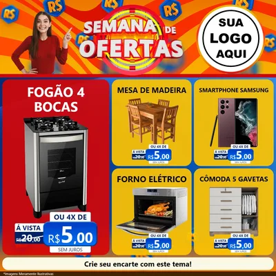 Modelo de Rede Social para Feed Facebook com o tema Semana de Ofertas para Móveis e Eletro