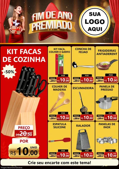 Modelo de Encarte para Encarte A4 Vertical com o tema Fim de Ano Premiado para Utilidades Domésticas