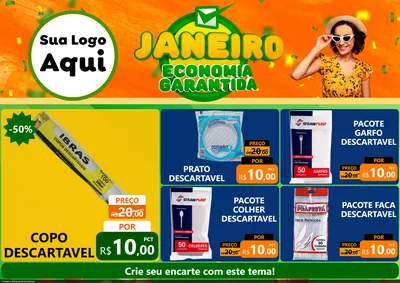Modelo de Encarte para Encarte A4 Horizontal com o tema Janeiro - Economia Garantida para Embalagens