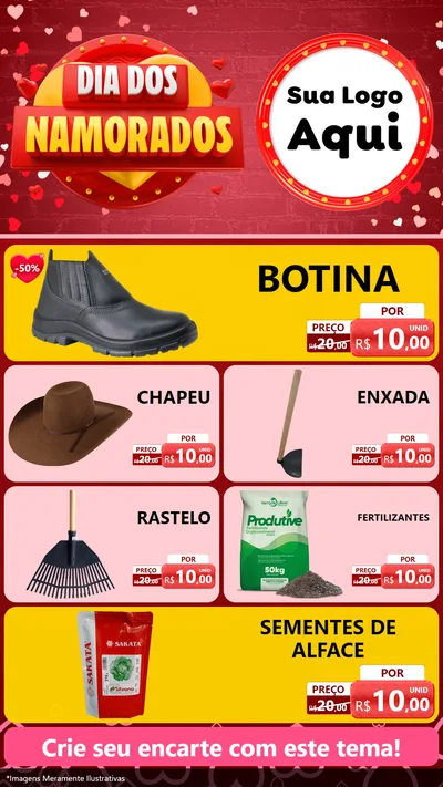 Modelo de TV para TV Vertical com o tema Dia Dos Namorados para Agropecuária