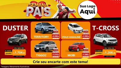 Modelo de TV para TV Horizontal com o tema Semana Dos Pais para Concessionaria de Carros