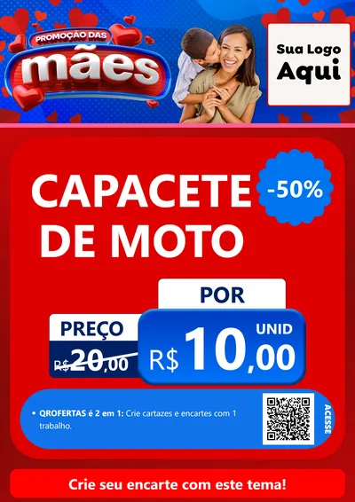 Modelo de Cartaz para Cartaz A4 Vertical com o tema Promoção das Mães para Moto peças