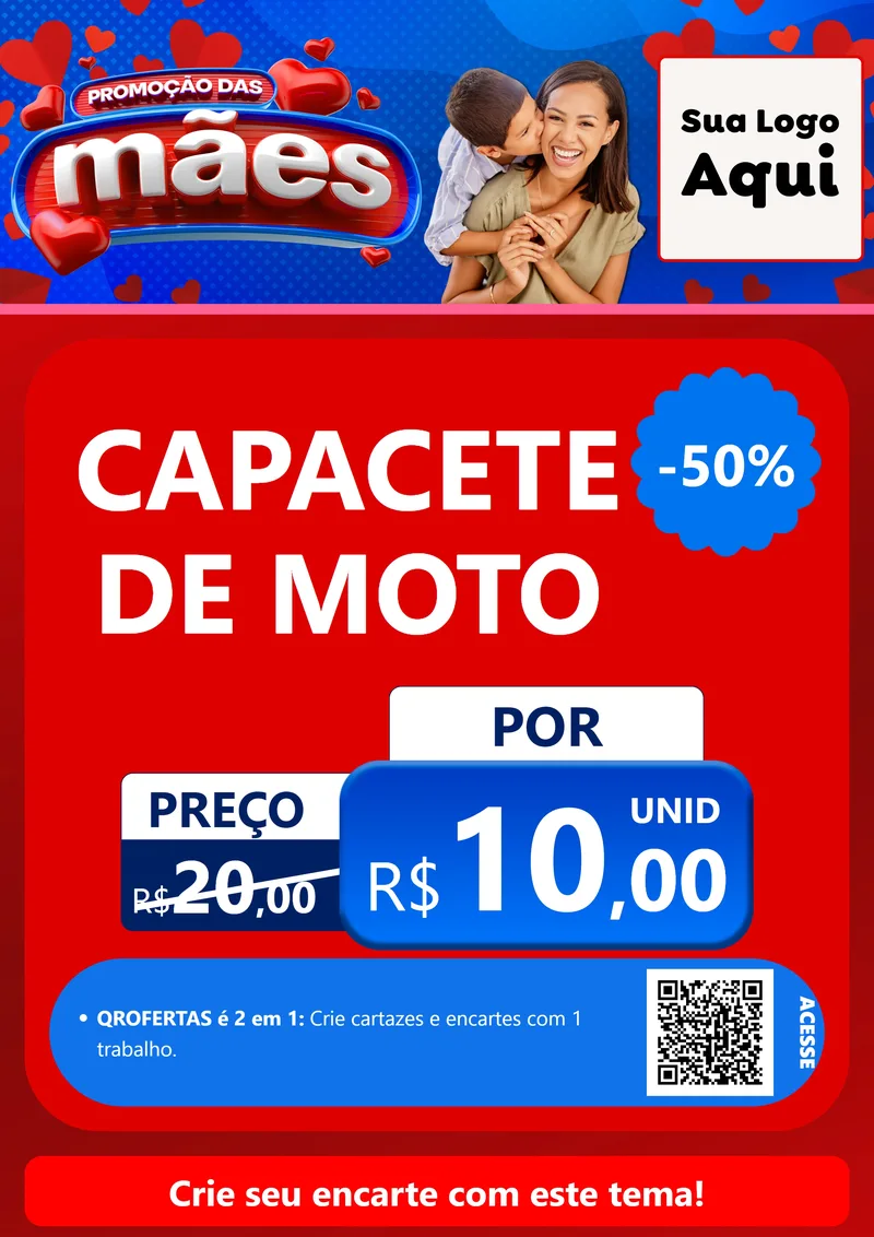 Modelo de Cartaz para Cartaz A4 Vertical com o tema Promoção das Mães para Moto peças